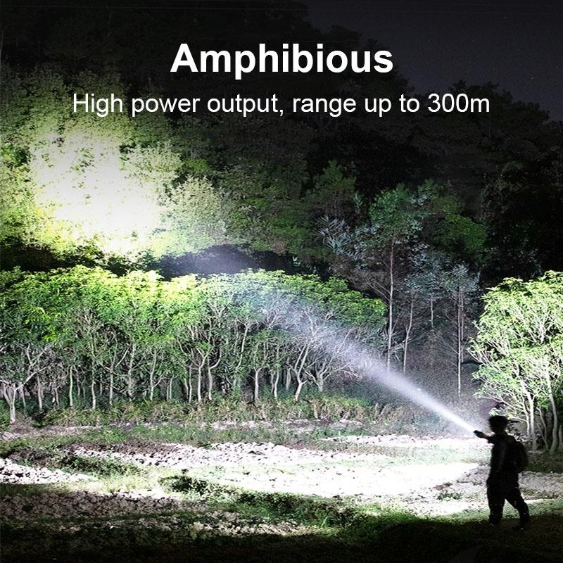 Lanterna de mergulho profissional XHP120, potente lanterna LED de mergulho com alto lúmen de 200.000 lm, lanterna de mergulho com lâmpada anfíbia