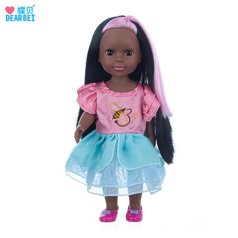 New 14 Inch Color Hair Black Baby American Girl Doll Children's Doll Dress Change Vinyl Doll Customization