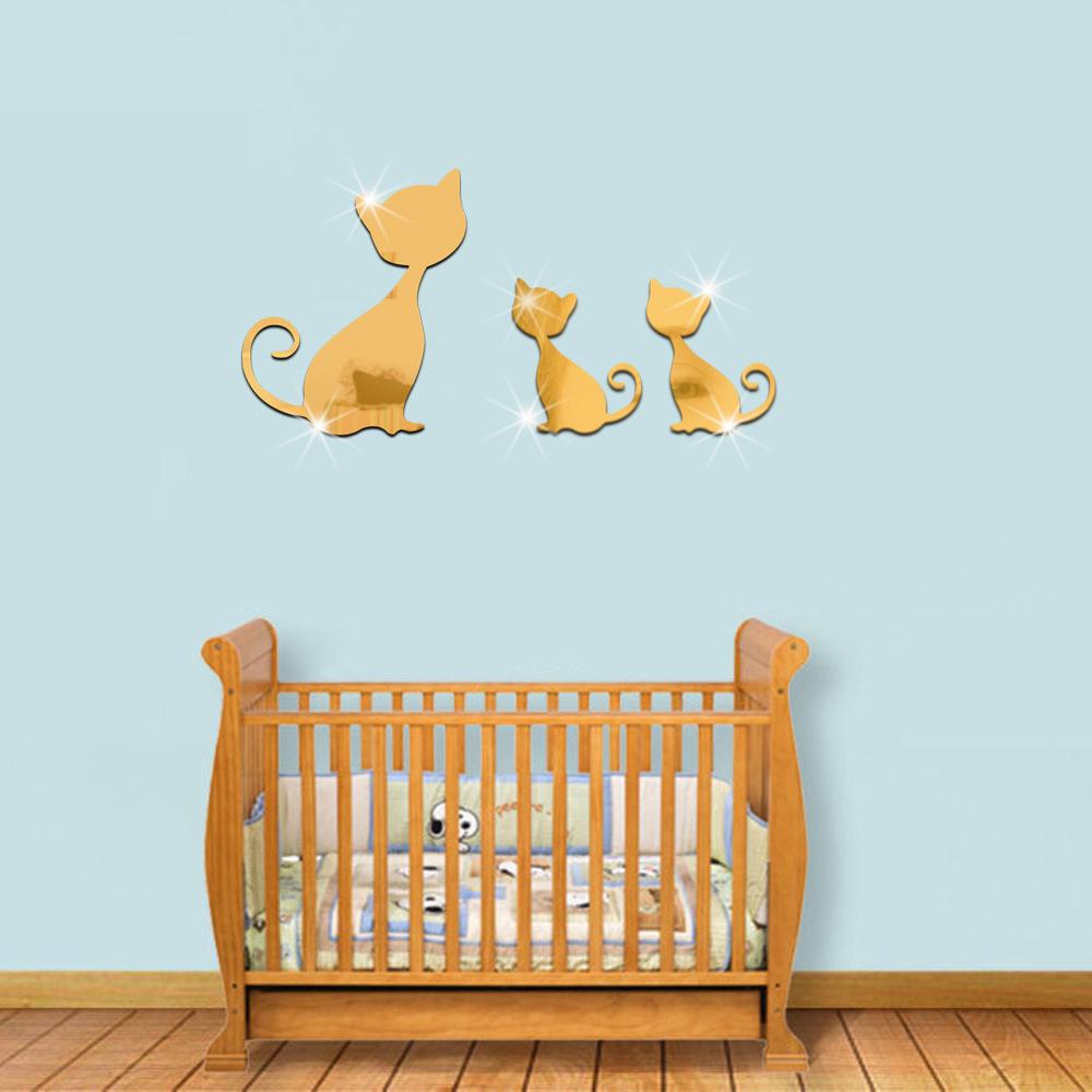 JM025-031 Drei Kätzchen 3D Glänzende Spiegelaufkleber