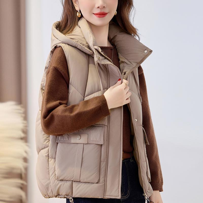 Fashion Winter Women's Warm Vest Hooded Thick Casual Sleeveless Jackets Woman Short Coats