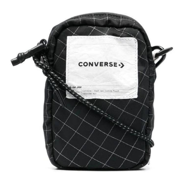 

Converse Plaid Print Polyurethane Shoulder Bag Unisex bags Black 10022286A01 Black