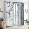 2pc Fresh Blue Leaf Print Curtains, Polyester Fabric, Machine Washable, Suitable for Bedroom and Living Room Decoration
