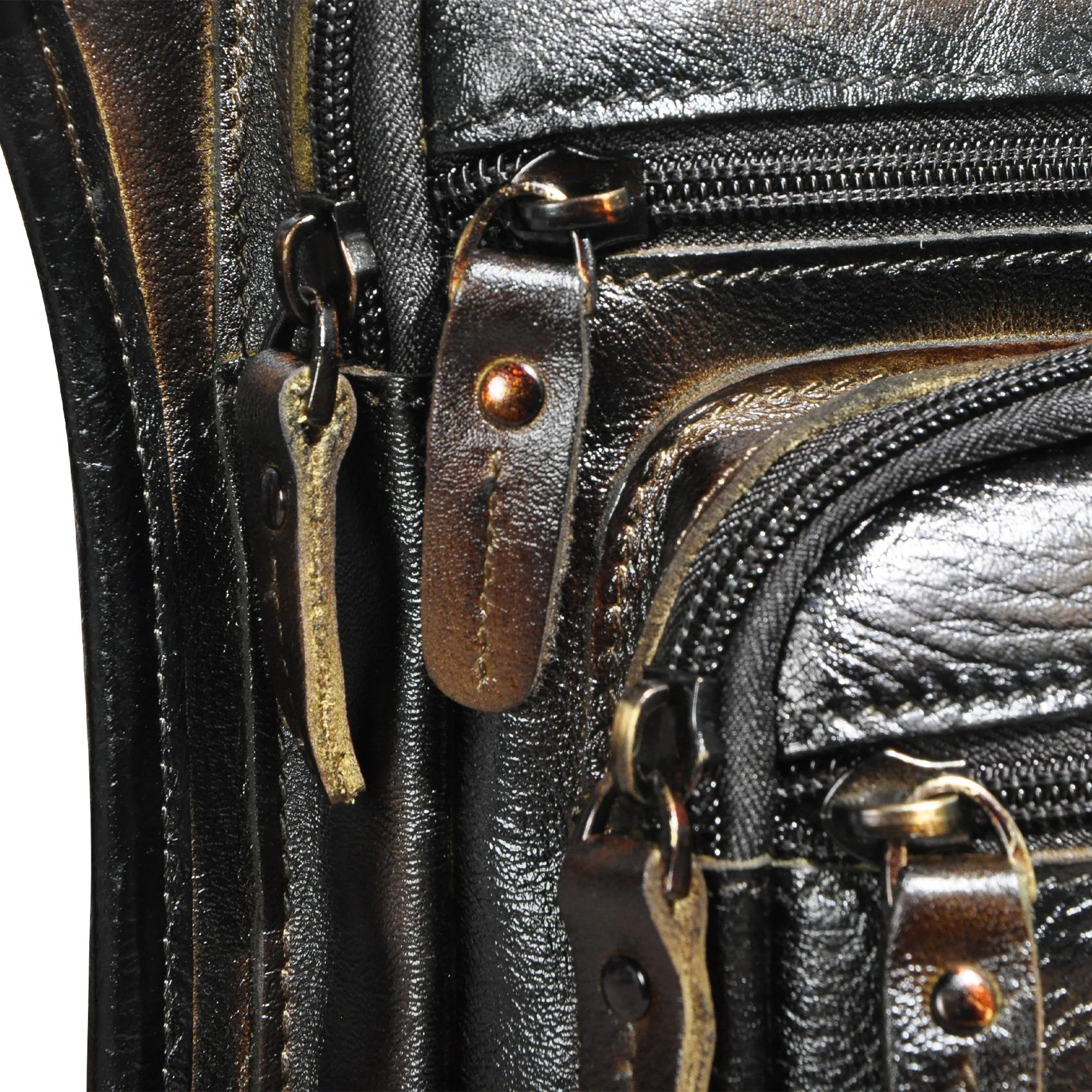 Мужская повседневная сумка через плечо из натуральной кожи — фото 8