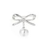 Elegant Simple Bow Brooches for Women Bowknot Pin Pearl Pendant Safety Lapel Pins Wedding Jewelry Body Accessories Creative Gift