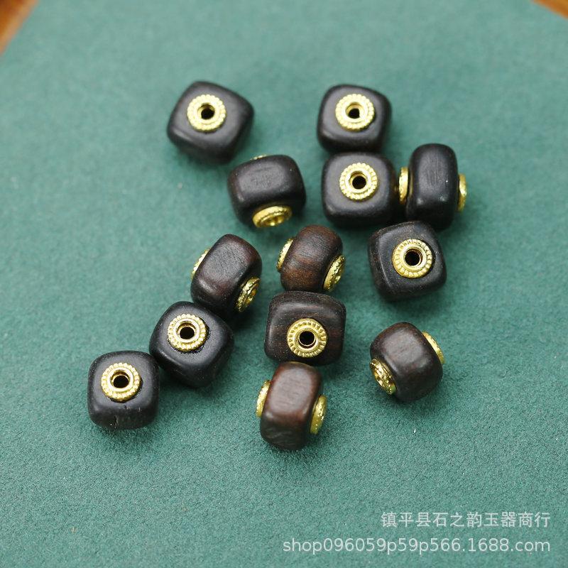 Ebony Wood Barrel Beads 9x8mm with 1.5mm Hole - DIY Hairpin Accessories, Tibetan Retro Style A108