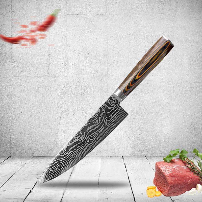 8 Inch Stainless Steel Chef Knife Japanese Kitchen Knives Meat Cleaver Santoku Knife