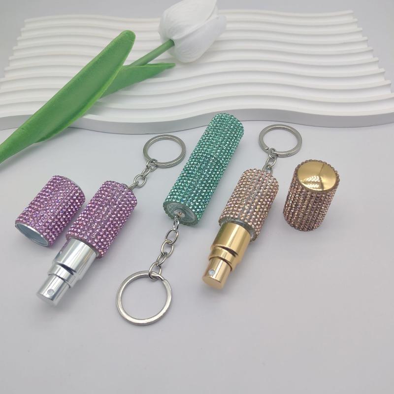 1Pcs Portable Press Spray Keyring Luxury 5Ml Perfume Sub Bottle Keychain Colorful Ornament Pendant For Women Men Gift