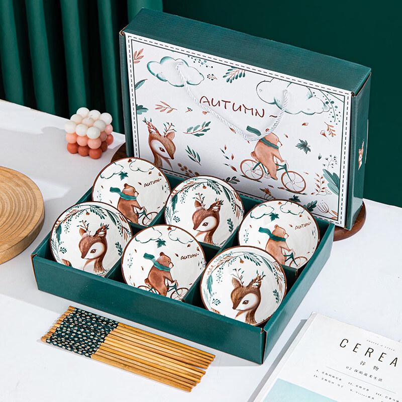 Ceramic Bowl & Chopstick Gift Set
