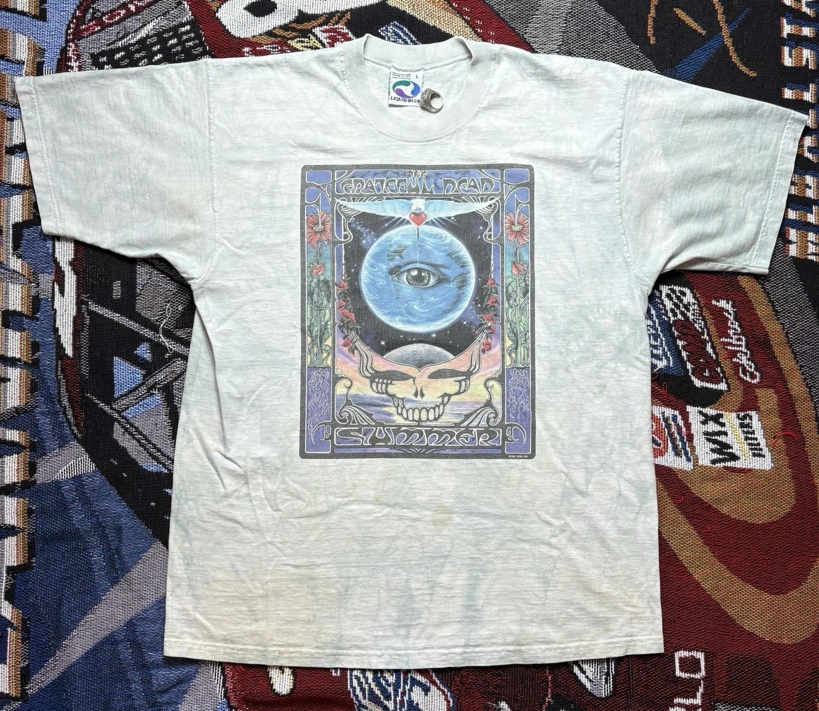 Vintage Grateful Dead Shirt EYES OF THE WORLD Liquid Blue Large GDM 1997 SUMMER M