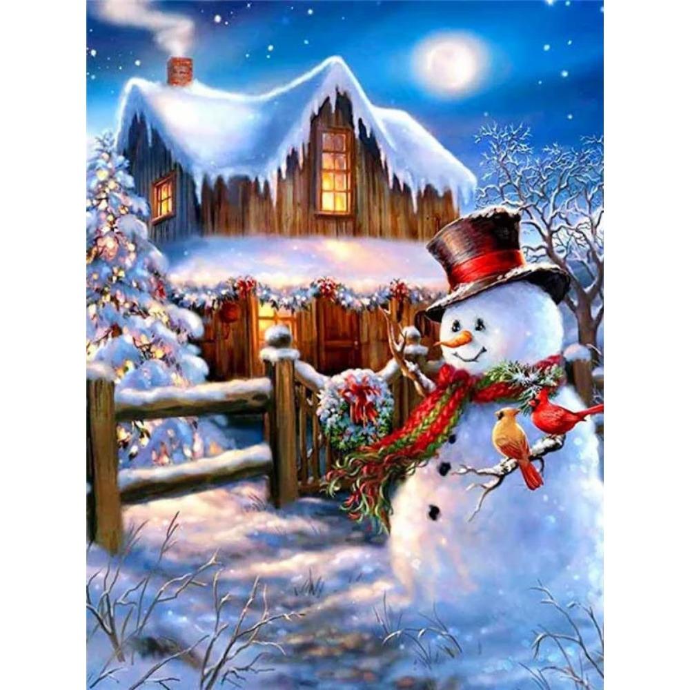 Pittura diamante arte trapano completo pupazzo di neve albero di Natale pittura diamante fatto a mano giorno nevoso fai da te diamante mosaico pittura decorazione della casa regalo di Natale