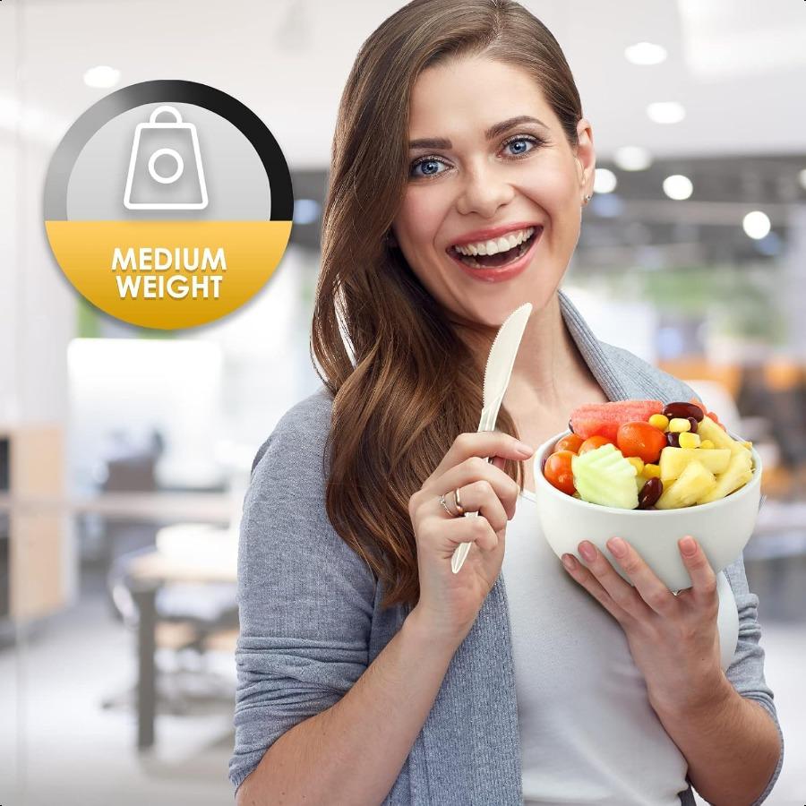 

1000 шт. Одноразовые пластиковые ножи оптом Средний вес Прочные Белые Столовые приборы для вечеринок Кейтеринга Свадеб United States