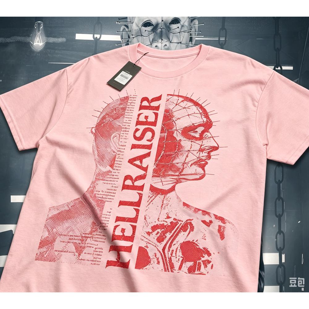 Hellraiser Pinhead Klassieke Horrorfilm Grafische Print T-shirt Unisex Ronde Hals Korte Mouw Casual Streetwear Mode T-shirts Tops voor Mannen Vrouwen