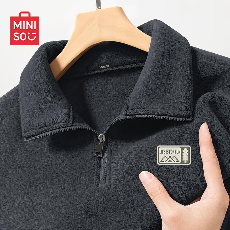 

MINISO Men s Half-Zip Stand-Collar Fleece Sweatshirt 3XL