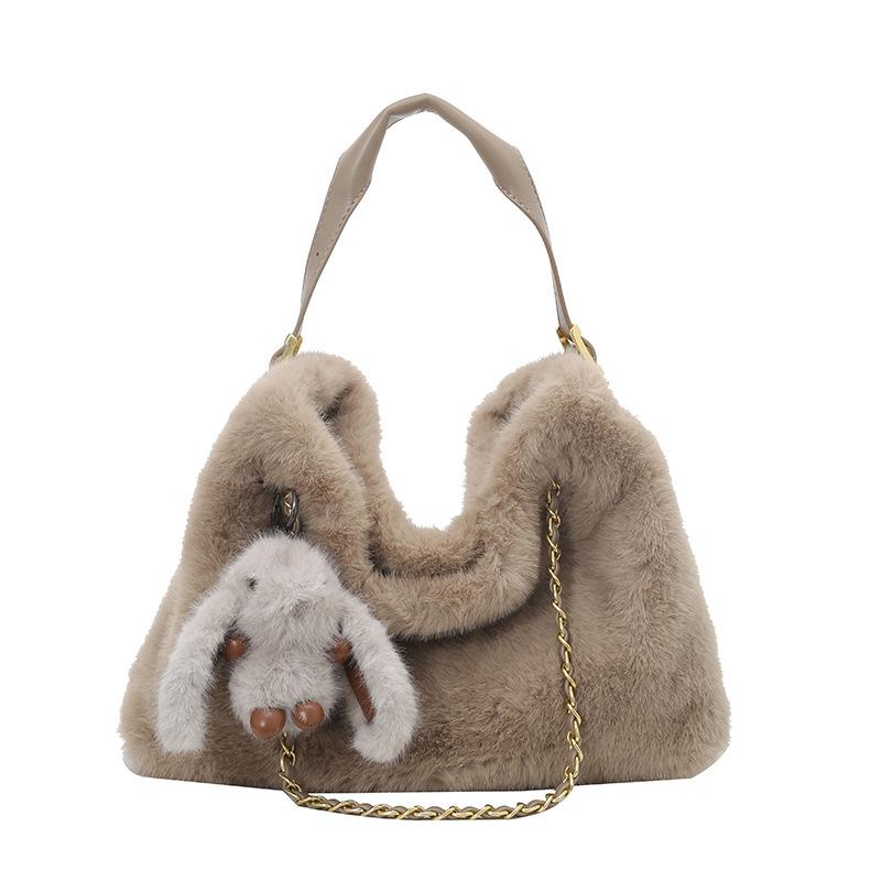 New simple and fashionable plush women's tote bag daily commuting high-grade texture shoulder messenger bag women