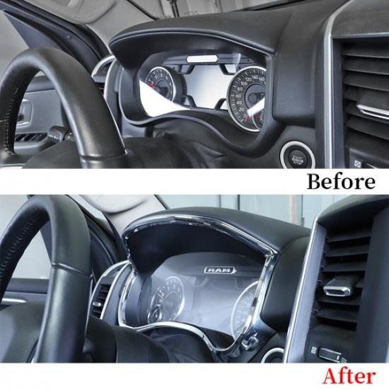 Dashboard Meter Frame Cover Trim Decoration For Dodge Ram 1500 2018- Chrome