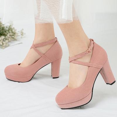 Escarpins Roses à Talons Hauts pour Femmes Chaussures Mary Jane Escarpins de Soirée Mariage Bureau Chaussures Féminines Grande Taille 45 48