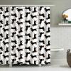 Vibrant Black White Dachshund Pattern Shower Curtain for Bathroom Decor Modern Home Accessory with Hook Rings Set Size: 72x72''