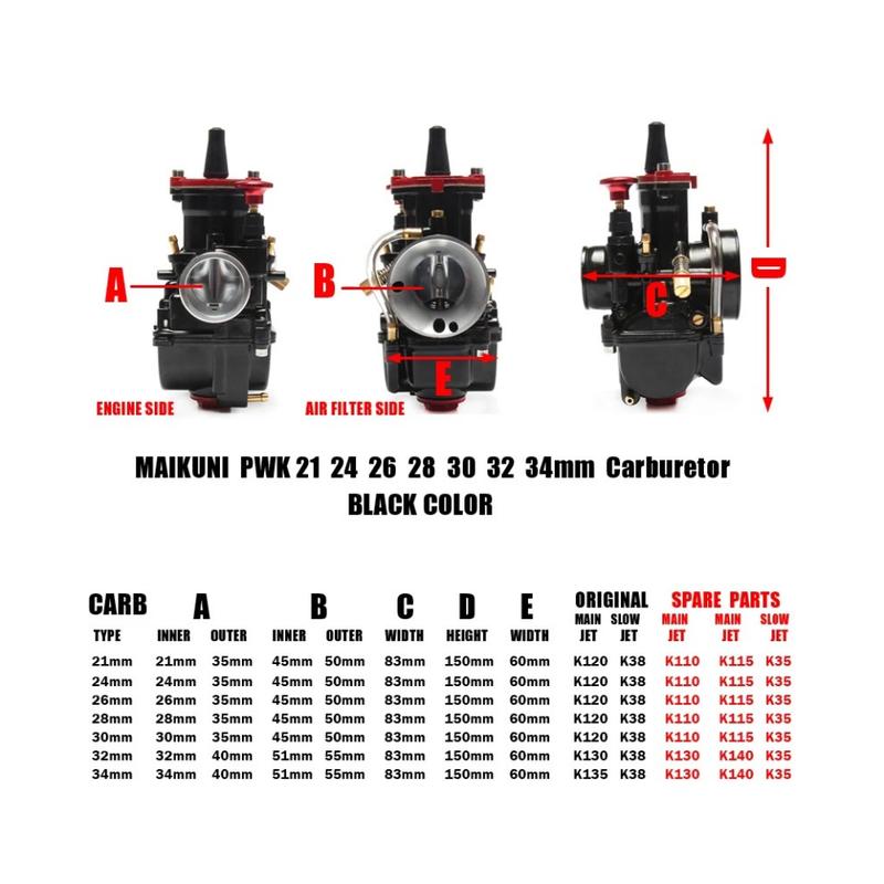 For Mikuni Maikuni PWK 21 24 26 28 30 32 34mm Universal Modification Motorcycle Carburetor With Power Jet