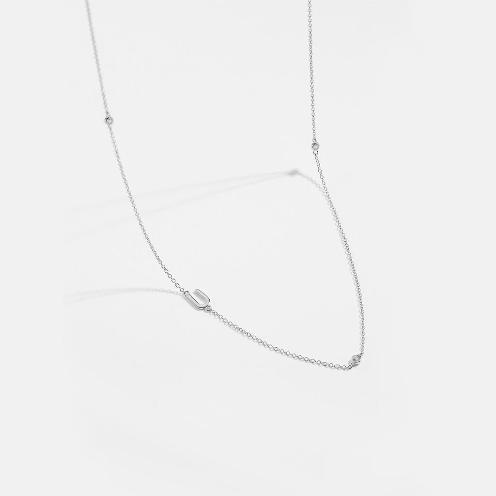 S925 Sterling Silver Initial Necklace for Women - Elegant Polished Clavicle Chain, Fashionable Jewelry, In Stock