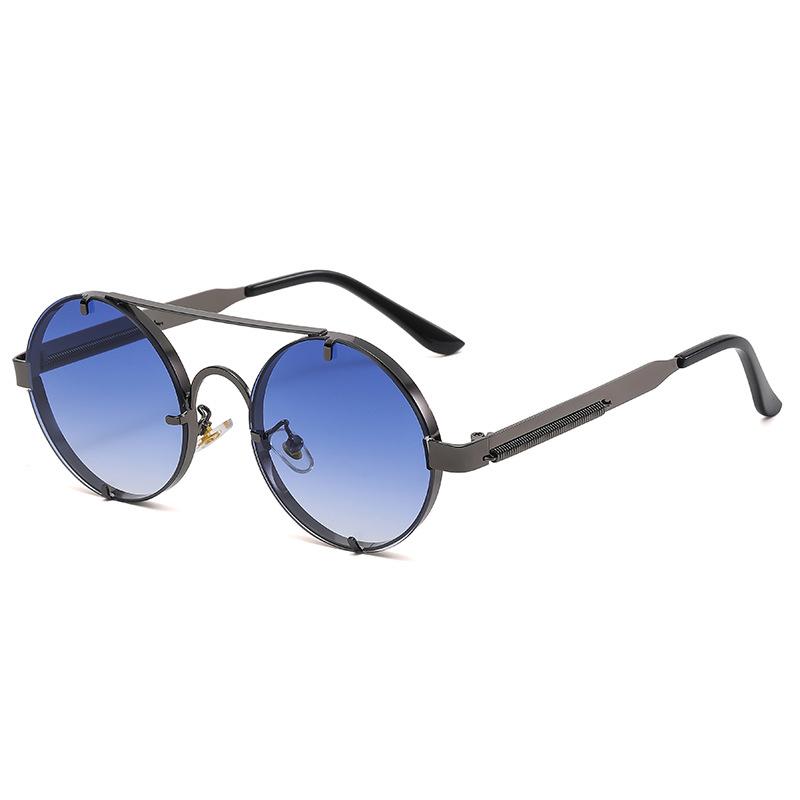 

Punk Design Round Frame Sunglasses Men Women Metal Frame UV Protection Gradient Lens Shades Steampunk Eyewear
