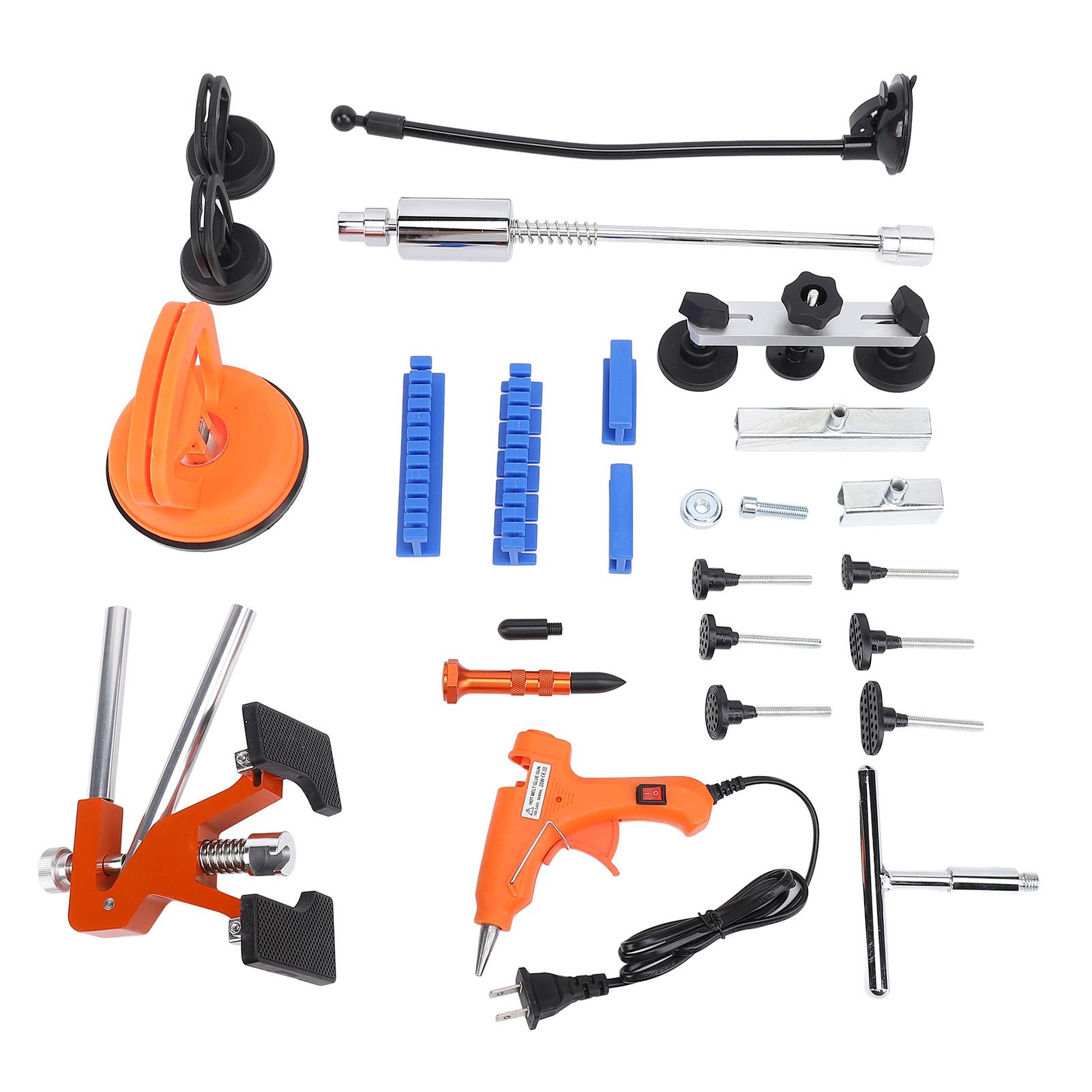 

118 шт. набор инструментов для ремонта вмятин без покраски, регулируемая ширина, оранжевый подъемник, набор для удаления вмятин для автомобиля