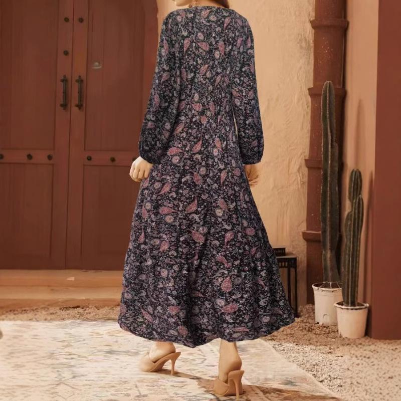 DAFIFY Dámská móda Jaro Podzim Jednobarevný potisk Neformální šaty s dlouhým rukávem a výstřihem do V s vysokým pasem