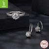 D Color Mozzarella Diamond 1 Carat Ring Earrings Set Women'S S925 Sterling Silver Super Flash Luxury Marriage Proposal Jewelry