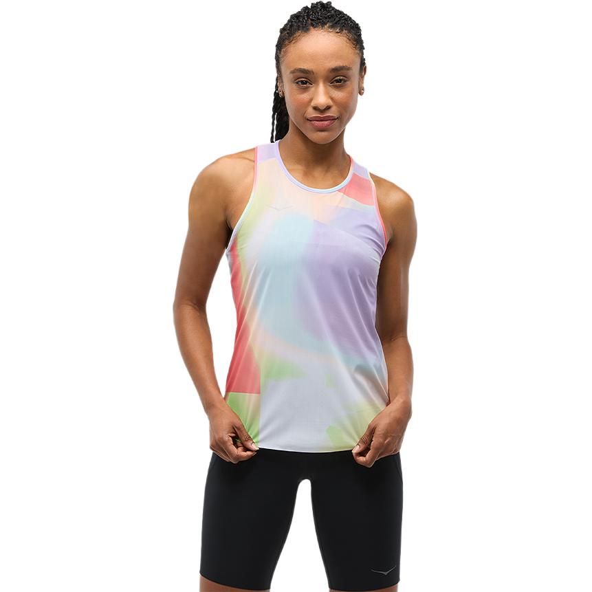 HOKA One One Airolite Run Tank Comfortable Dry Professional Running Vest Women Tops Grapefruit 1151082P