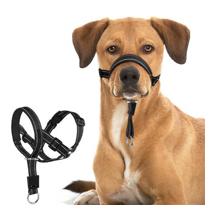 Polyester Fibre Dog Muzzle Adjustable Anti-barking Anti-bite Harness Head Collar Muzzle Dog Halter Training Leash Leader Collar