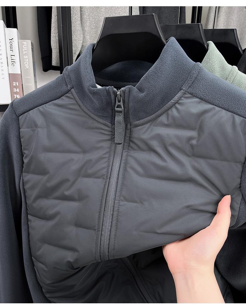 

Men s Lightweight Stand Collar Down Jacket with White Duck Down, Autumn/Winter Casual Cold Protection Patchwork Design. XL