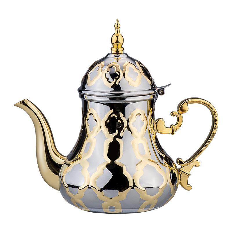 1.4L Stainless Steel Middle East Teapot Arabic Coffee Pot Kettle Golden Silver Tea Pot Mocha Pot Coffee Server