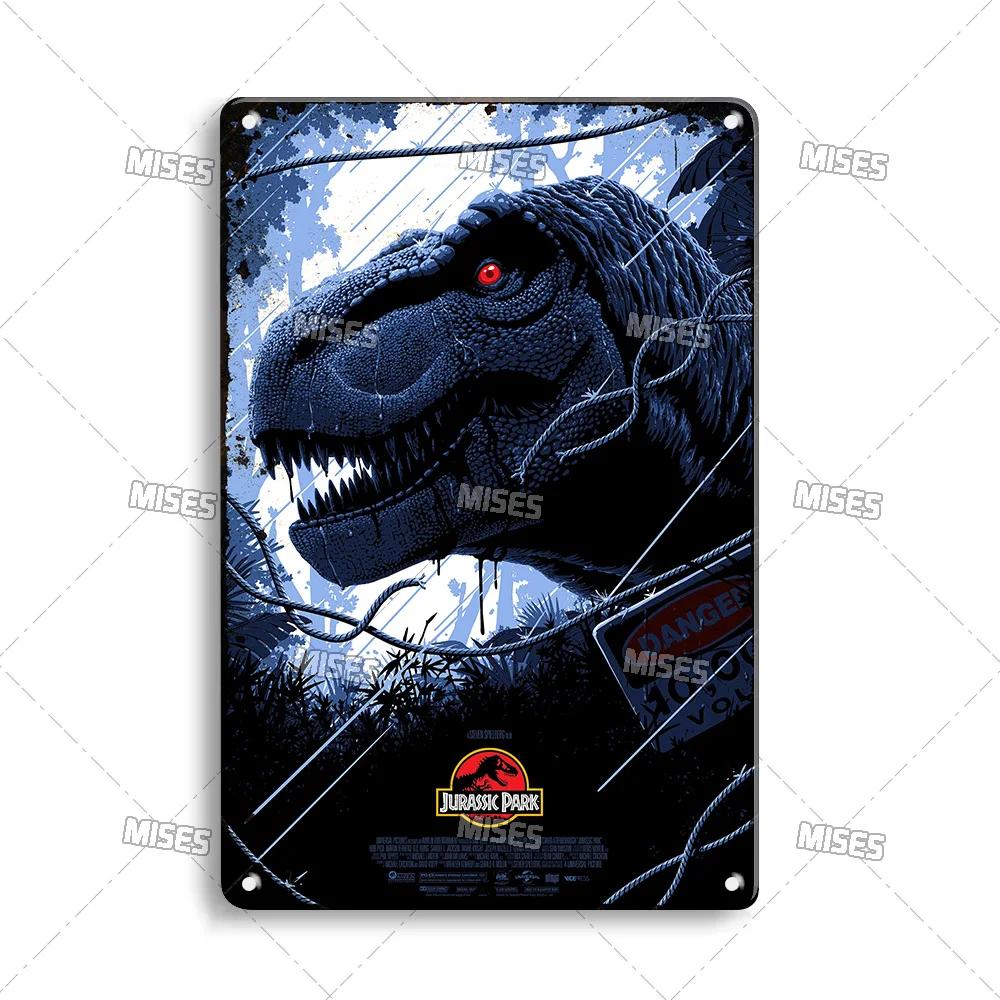 MISES Film Classico Jurassic Park Targa Metallica Pub Targa Metallica Giardino Vecchia Targa Murale Segno Metallico Arrugginito Decorazione Murale Poster Metallico