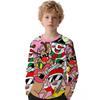 Spring and Autumn Round Neck Cute Santa Claus Pattern 3D Printed Top Fashionable Casual Long Sleeved Children's Boy T-shirts