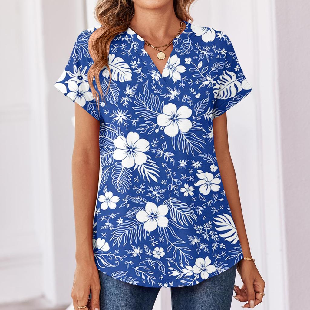 Tops para Mujer Camiseta de Manga Corta Camisas de Verano con Cuello en V Blusas de Trabajo Túnica de Negocios