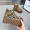Platform Women Snow Ankle Bootas Suede Short Plush Cotton Mid Heels Shoes 2025 Trend Winter Warm Cozy Zippers Botas De Mujer