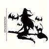 Halloween 3D Night Light Bat Wall Stickers, Witch Bat Broom Flying Stickers, Pumpkin House Horror Stickers