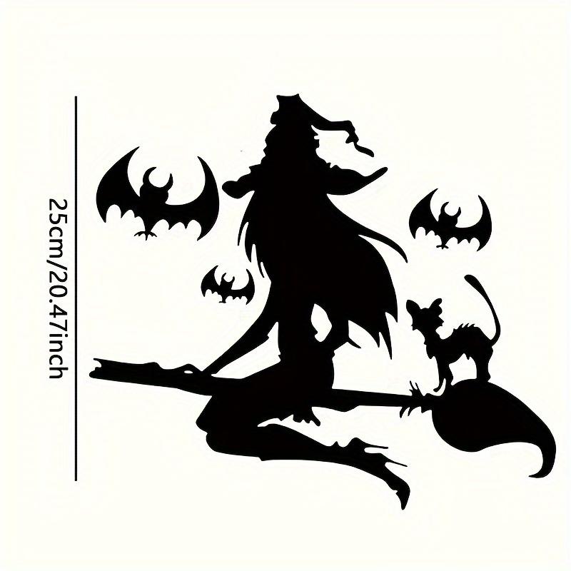 Halloween 3D Night Light Bat Wall Stickers, Witch Bat Broom Flying Stickers, Pumpkin House Horror Stickers