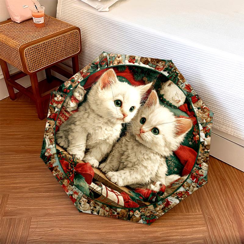 1 PC Automatic Folding Umbrella - Kittens Pattern, Portable & Foldable Design with 8 Ribs, Christmas Birthday Gifts