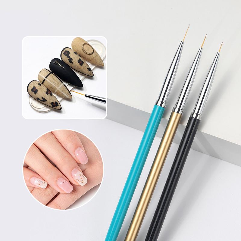 3Pcs Nail Art Liner Brushes French Stripe 3D Tips Line Stripes Diy Drawing Pen Uv Gel Brushes Painting Manicure Nail Tool Sets