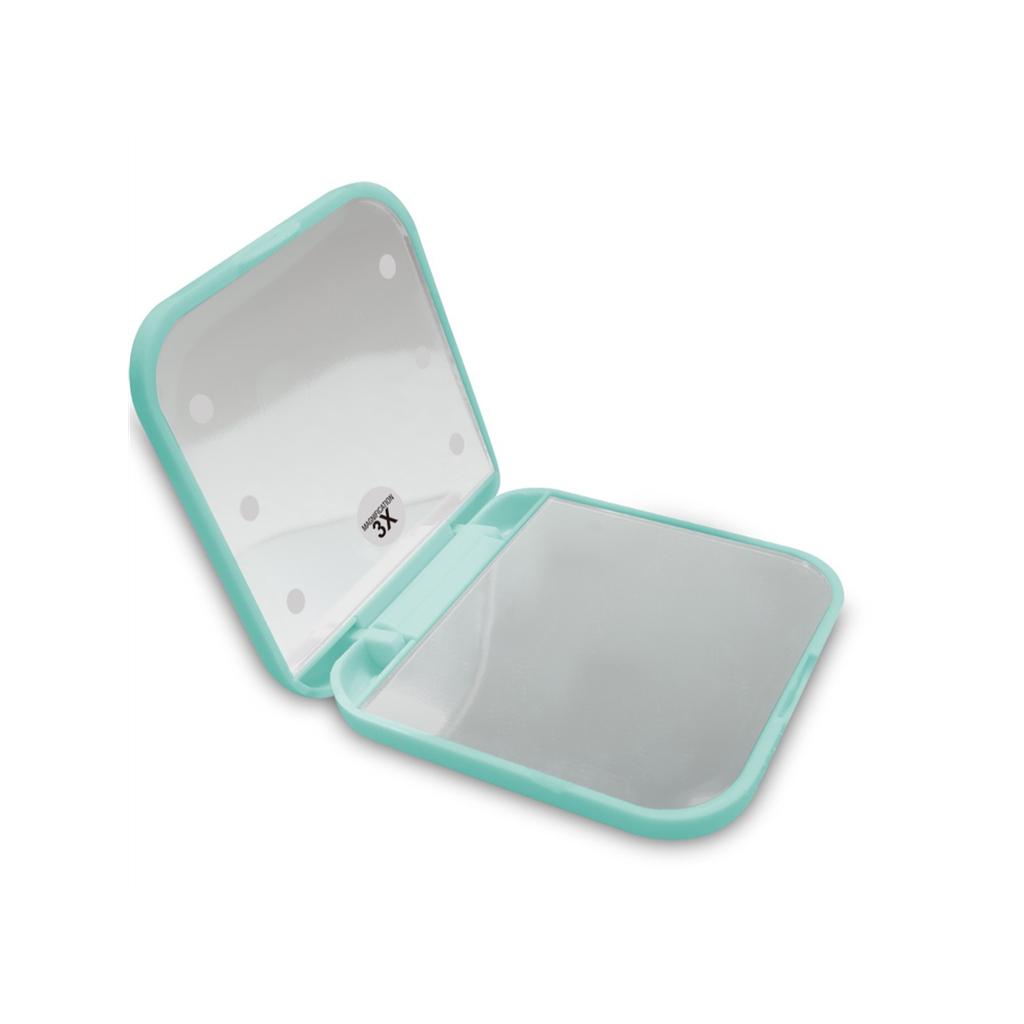 1pcs Folding Mirror, 3X Magnification LED Compact Travel Makeup Mirror with Light for Purse, 2-Sided Handheld