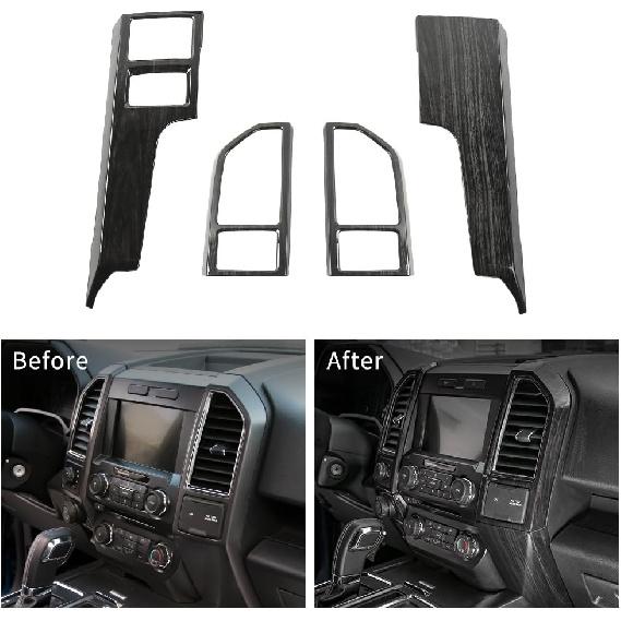 Voodonala for F150 Black Wood Grain Center Console Dash Air Conditioning Vent Panel Cover Trim Fit for Ford F150 2015-2020 & for 2017-2022