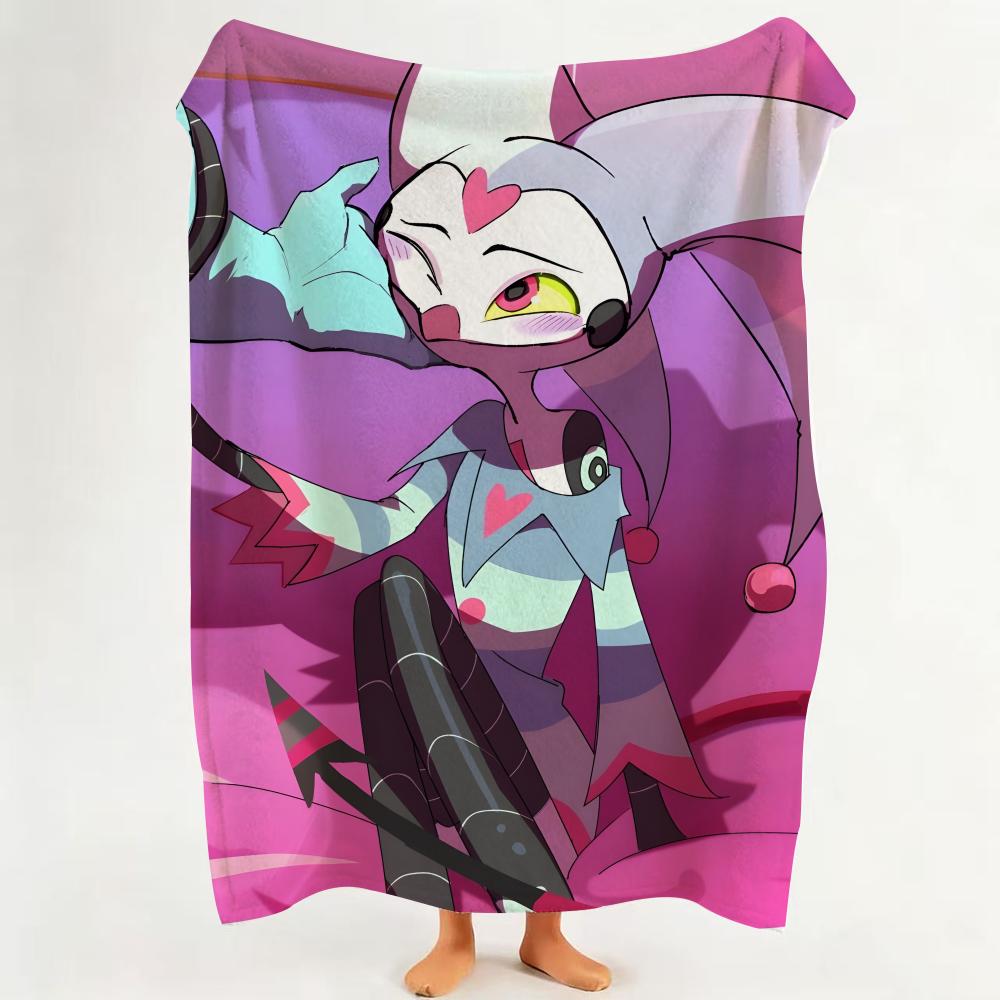 cartoon H Helluva B Boss Throw Flannel Throw Blanket Suitable for Sofa Living Room Bedroom