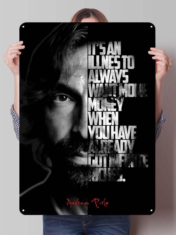 Andrea Pirlo Football Player Metal Posters Wall Art of Murals Custom Made Metal Tin Sign Plaque for Wall Decoration Retro Decor
