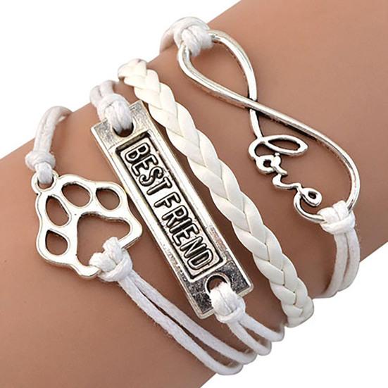 Bracelet Vintage Footprint Weave Strap Alloy Infinity Bracelet for Party