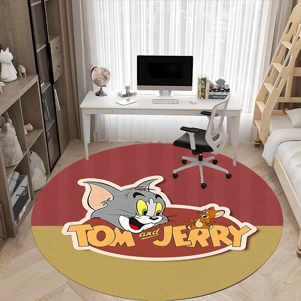 1pc Tom Jerry Office Round Area Rug, Under Office Chairs Bedroom Living Room Home Decor, Room Decoa1016061