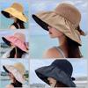 Summer  Women Bucket Hat Uv Protection Sun Hats Panama Cap Ponytail Caps