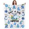 Lovely Hippo Throw Blanket Cute Cartoon Flannel Blanket for Couch Bed Travel Outdoor Home Decor Warm Fuzzy Blanket for Boys Girl