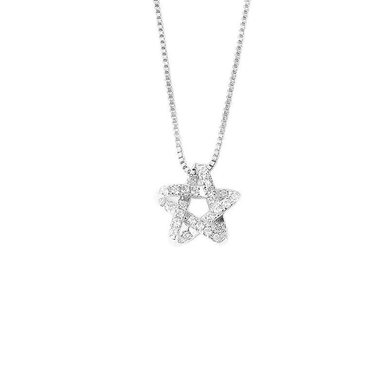 Hollow Star Zircon Necklace Women's Simple High-end Sense Light Luxury Niche Exquisite Pentagram Pendant Collarbone Chain Jewelry