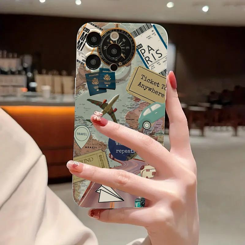 Travel Element Pattern Protective Phone Case For I iPhone 17 16 15Pro Max 11 12 13 14Pro Plus Shockproof & Anti-fall Shell