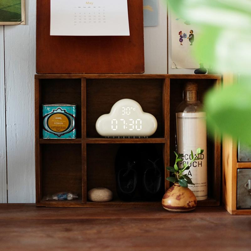 E2 Cloud Alarm Clock Kids Light LED Table Voice Control Digital Despertador USB Powered Electronic Desktop Clocks Wake Up Clock